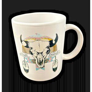 Vintage Palm Springs Harley Davidson Motorcycle BULL Feather Coffee Mug Cup